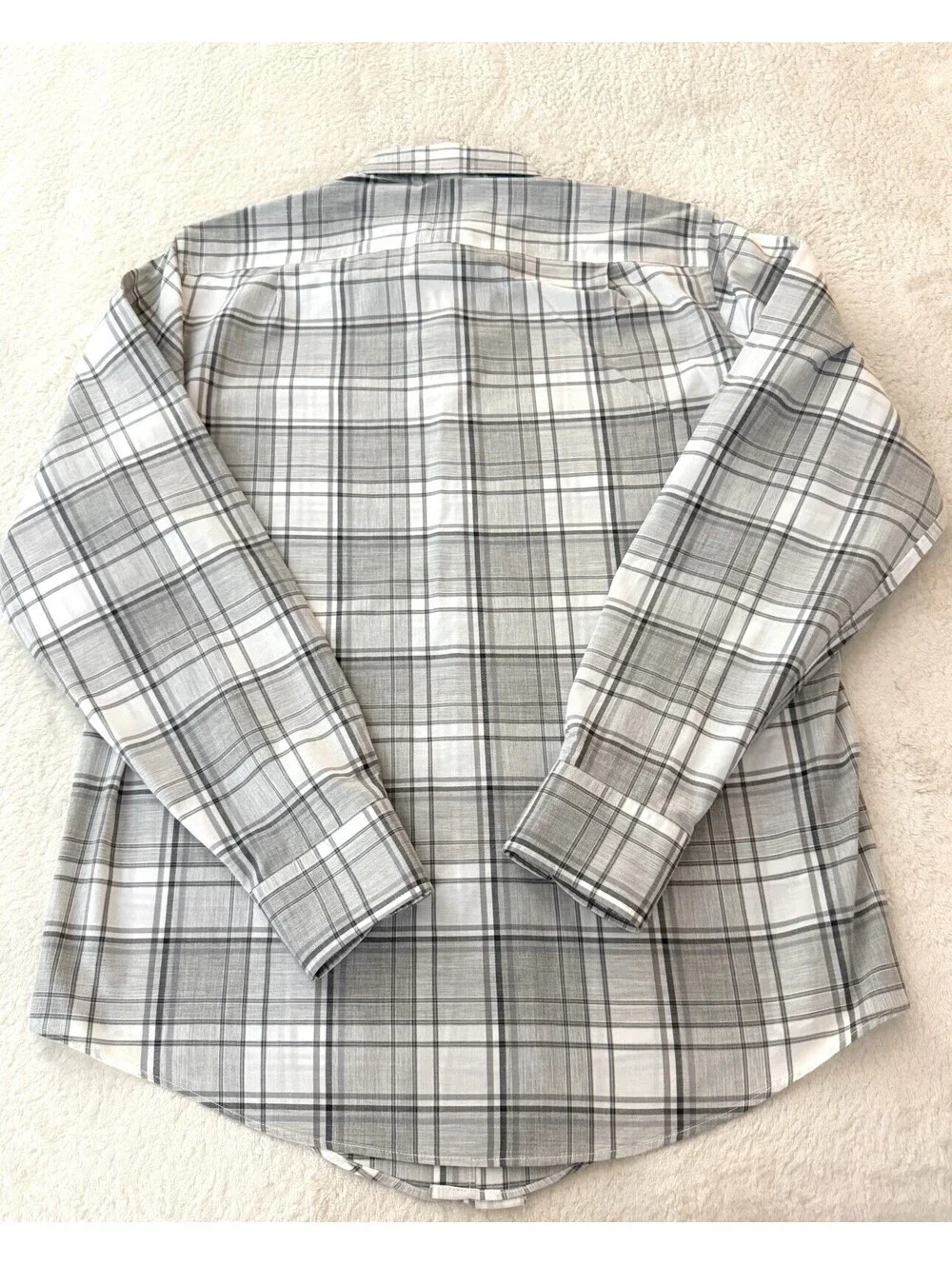 J Crew Mens S Plaid Button Down Shirt Gray White Cotton Long Sleeve Pocket